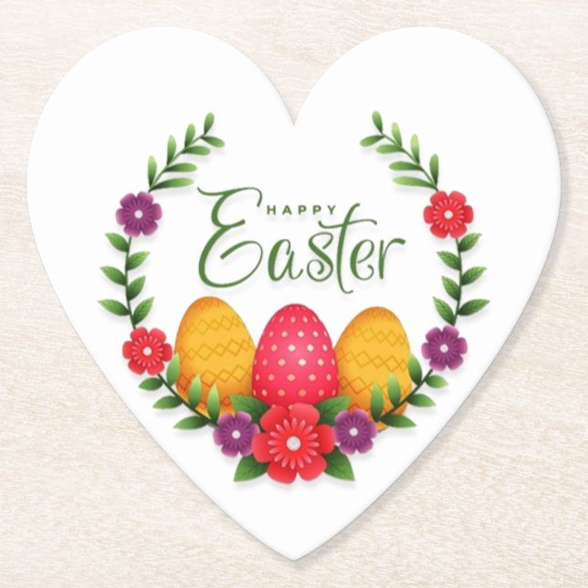 Happy Easter Eggs Flowers-23798 Paper Coaster (Front)