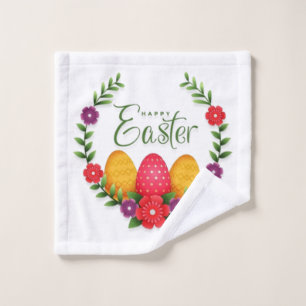 Happy Easter Eggs Flowers-23798 Wash Cloth
