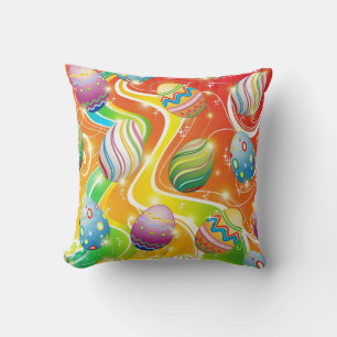 Happy Easter Eggs Ornamental Design Cushion