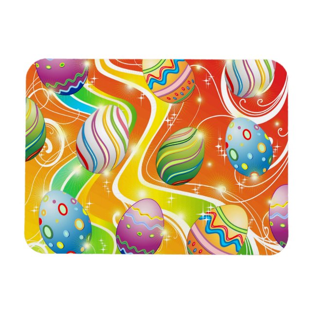 Happy Easter Eggs Ornamental Design Magnet (Horizontal)