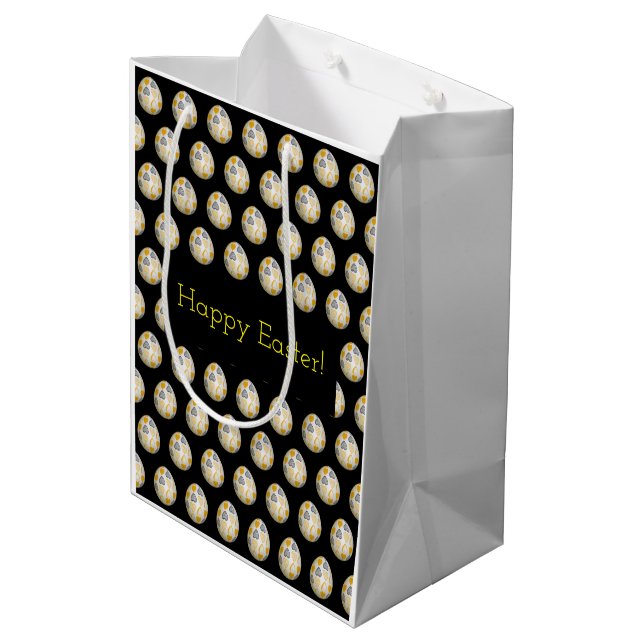 Happy Easter Eggs Patterned Stylish Medium Gift Bag (Back Angled)