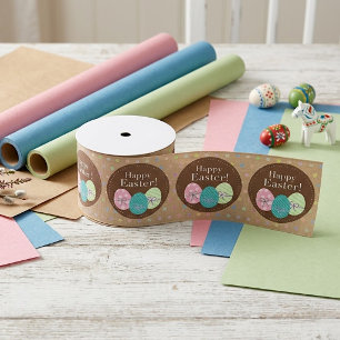 Happy Easter Eggs Polkadots Gift Wrap Ribbon Grosgrain Ribbon