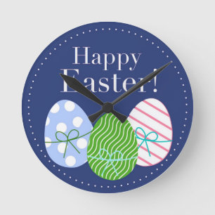 Happy Easter Eggs Round Clock