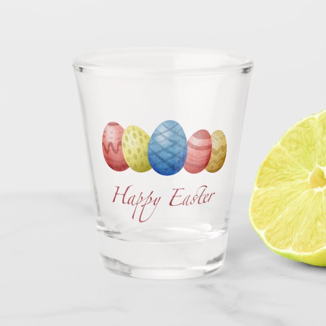 Happy Easter Eggs Shot Glass | Festive Easter Eggs (Front)