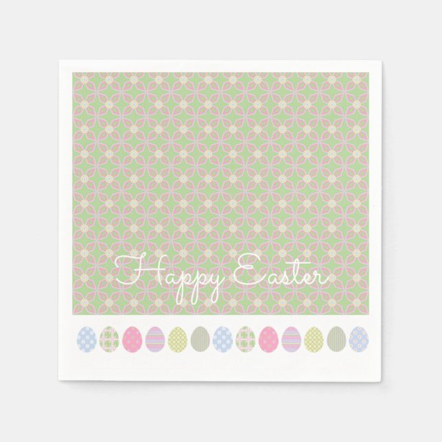 HAPPY EASTER Eggs Spring Pattern Colours Sweet Napkin (Front)