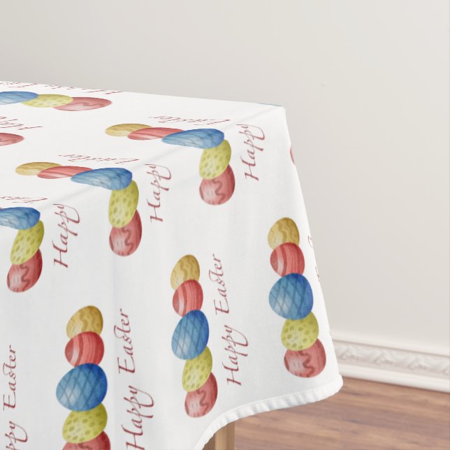Happy Easter Eggs Tablecloth – Colourful Festive  (In Situ)