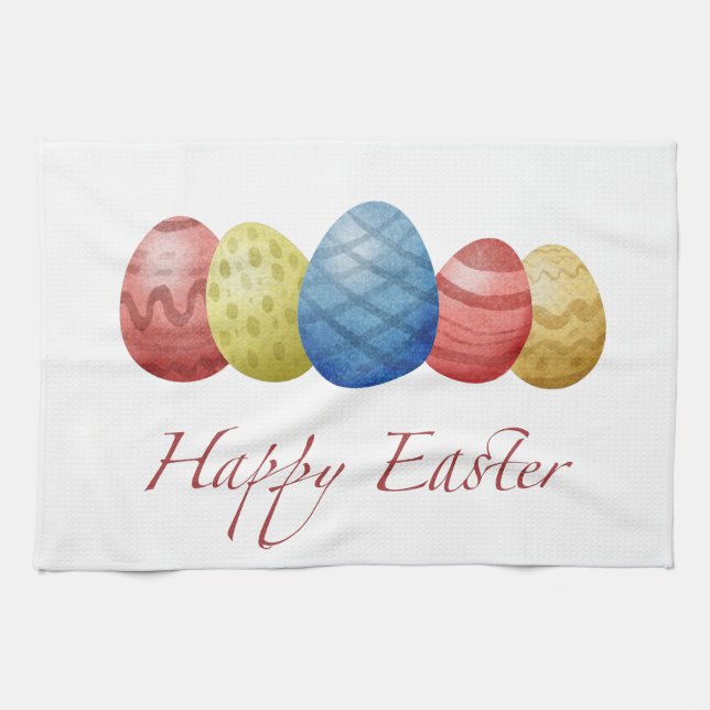 Happy Easter eggs Tea Towel (Horizontal)