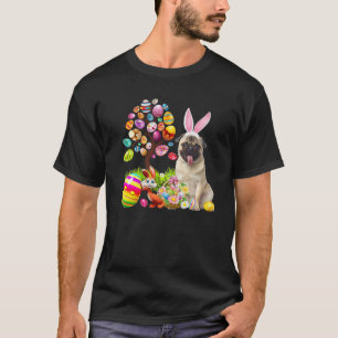 Happy Easter Eggs Tree Bunny Fawn Pug Dog T-Shirt