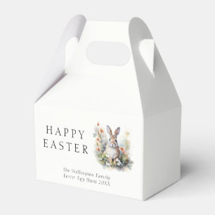 Happy Easter Elegant Watercolor Bunny Custom Name Favour Box