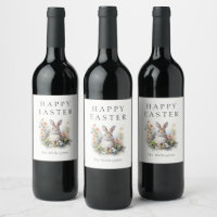 Happy Easter Elegant Watercolor Bunny Custom Name