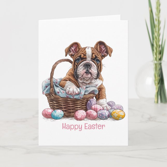 Happy Easter English Bulldogs Holiday Card (Front)
