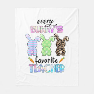 Happy Easter Every Bunny Is Favourite Teacher Rabb Fleece Blanket