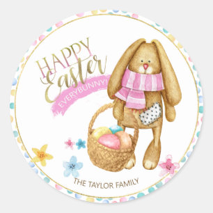 Happy Easter Everybunny ID640 Classic Round Sticker