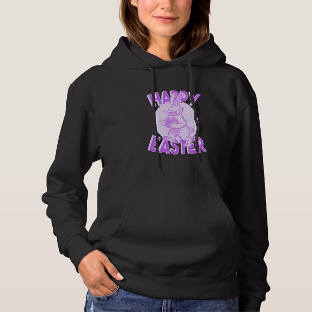 Happy Easter Face Mask Bunny Pastel Purple Hoodie (Front)