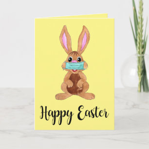 Happy Easter Face masked Bunny Holiday Card