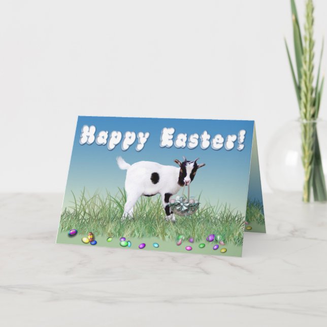 Happy Easter Fainter (Myotonic) Goat Holiday Card (Front)