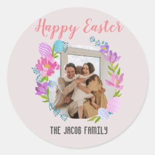  Happy Easter family,easter bunny family one photo Classic Round Sticker