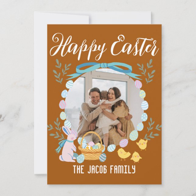 Happy Easter family,easter bunny family one photo Holiday Card (Front)