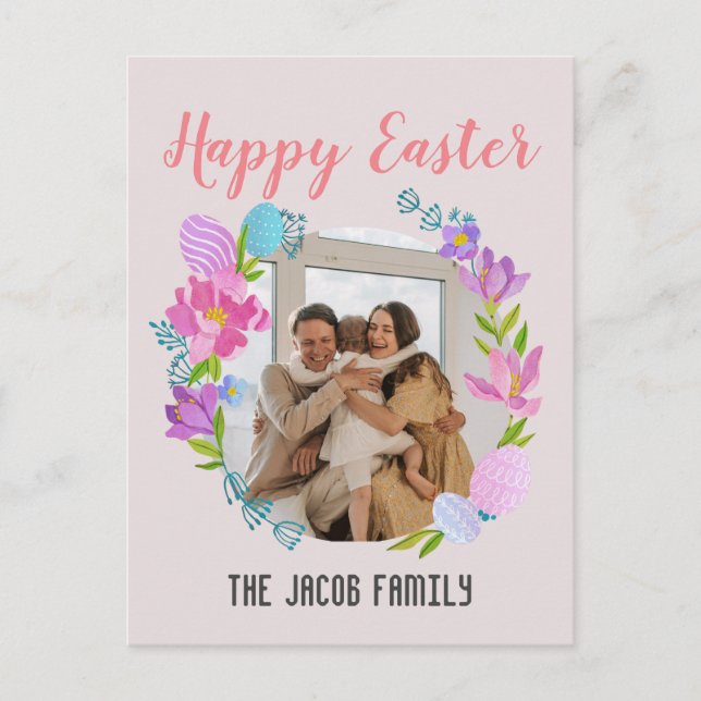  Happy Easter family,easter bunny family one photo Holiday Postcard (Front)