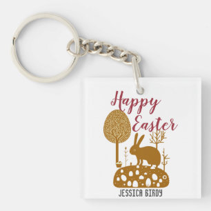 Happy Easter family, easter bunny, personalise  Key Ring