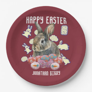 Happy Easter family, easter bunny, personalise Paper Plate