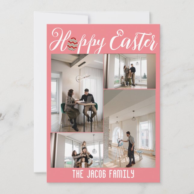 Happy Easter family, easter four photo collage  Holiday Card (Front)