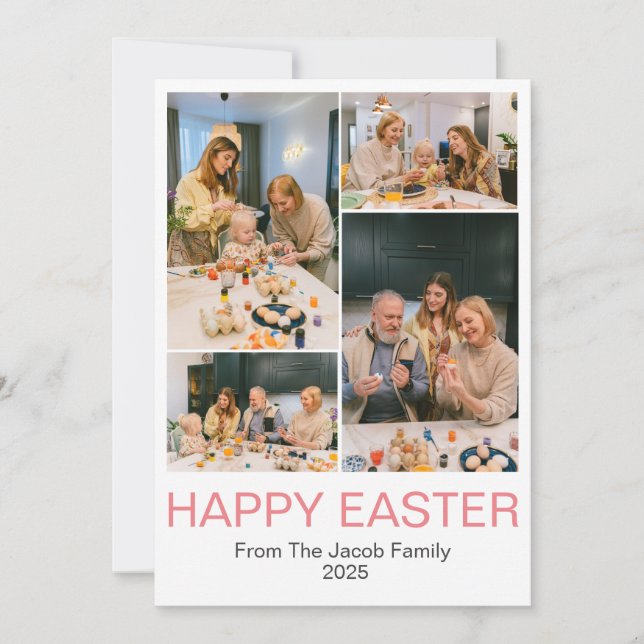 Happy Easter family, easter four photo collage  Holiday Card (Front)