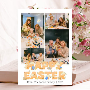 Happy Easter family, easter four photo collage Holiday Card