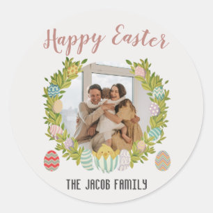  Happy Easter family, happy family one photo  Classic Round Sticker