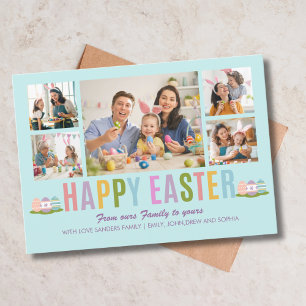 Happy Easter Family Photo College Blue Invitation
