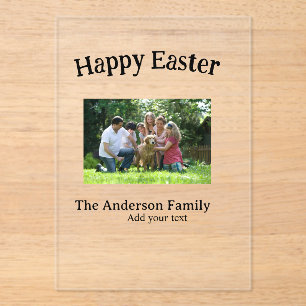 Happy Easter family photo name text reunion simple Acrylic Invitations