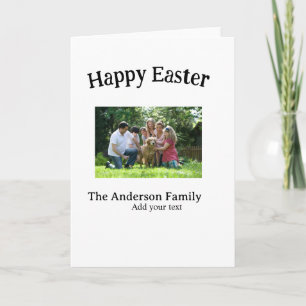 Happy Easter family photo name text reunion simple Card