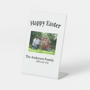 Happy Easter family photo name text reunion simple Pedestal Sign