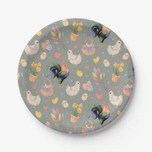 Happy Easter Family (Spanish Grey) – Paper Plates