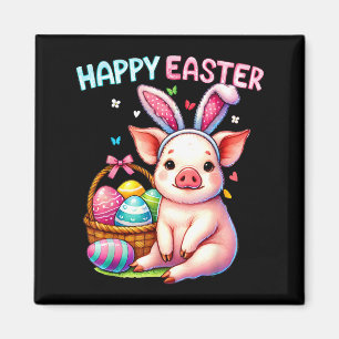 Happy easter farm animal pig lovers bunny womenHap Magnet