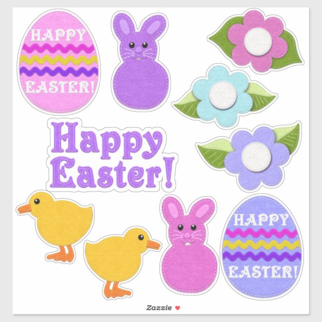 Happy Easter! Faux Felt White or Clear Easter (Sheet)