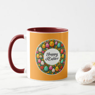 Happy Easter – Festive Egg Wreath caneca Mug