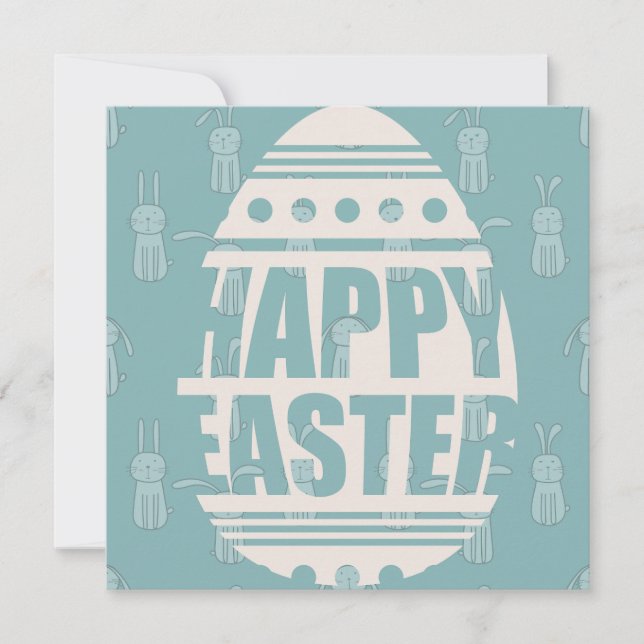 Happy Easter- Filigree Egg & Bunnies Card (Front)