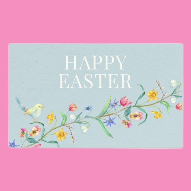 Happy Easter floral bird Rectangular Sticker (Creator Uploaded)