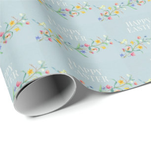Happy Easter floral birds Wrapping Paper