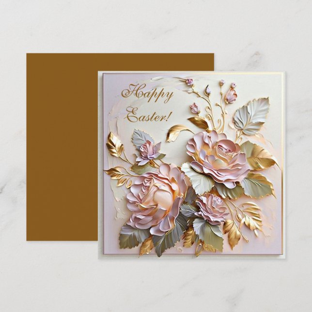 Happy Easter floral Blooms Holiday Card (Front/Back)