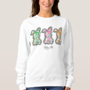 Happy Easter Floral Bunny Floral Easter Bunny Sweatshirt