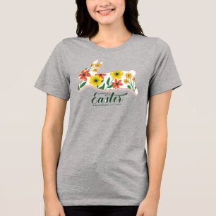 Happy Easter Floral Bunny Sublimation-66366 Tri-Blend Shirt