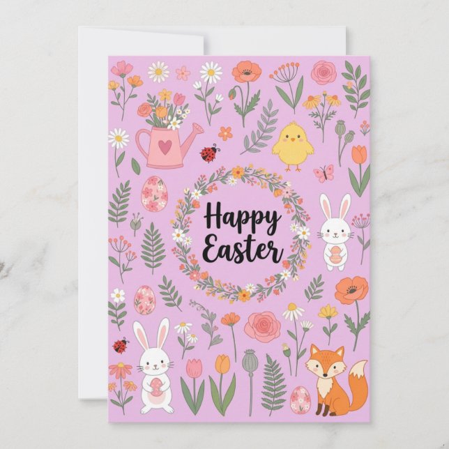 Happy Easter Floral Card  (Front)