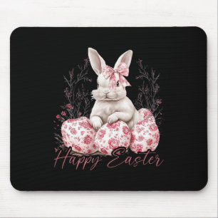 Happy Easter Floral Chinoiserie Bunny Coquette Wom Mouse Mat