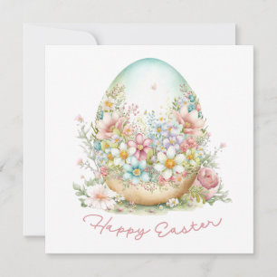 Happy Easter Floral Easter Egg Card