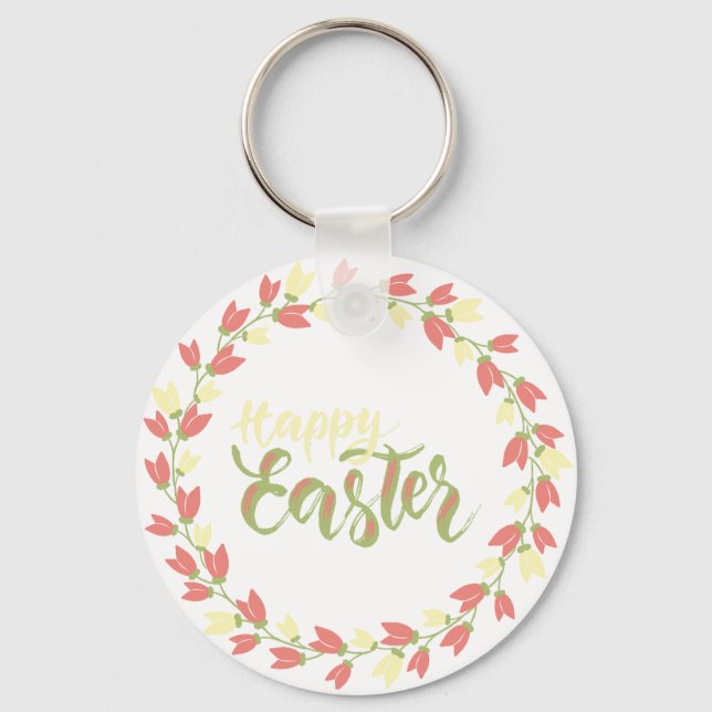Happy Easter floral/flowers Key Ring (Front)
