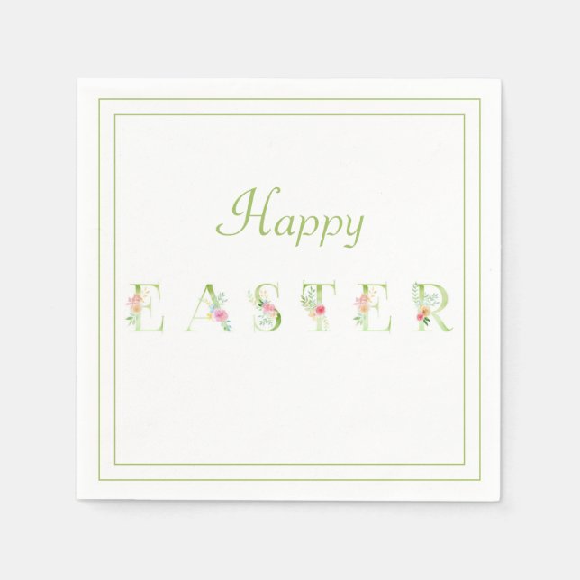 Happy Easter Floral Print Napkin (Front)