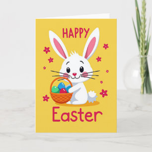 Happy Easter Floral Rabbit Card