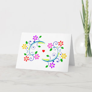 Happy Easter Floral, Swirls and Heart Holiday Card